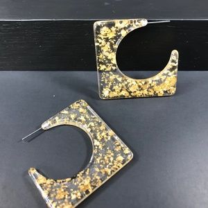 CLOSET REHAB Jewelry - 🆑 “C" Square Resin Studs Gold Flake CLOSET REHAB Jewelry - 🆑 “C" Square Resin Studs Gold Flake